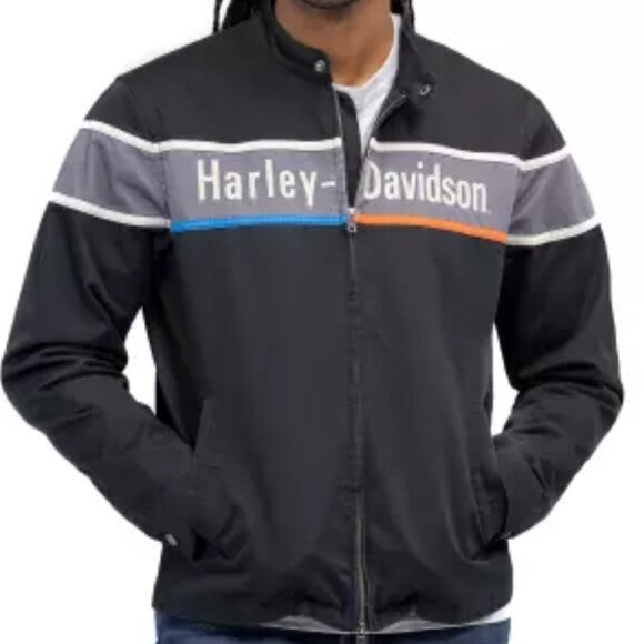 Harley Davidson Men's Bar Jacket - Two Way Zip, Fully Lined - Size Medium - Picture 3 of 3